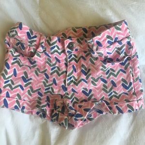 Fun print jean shorts